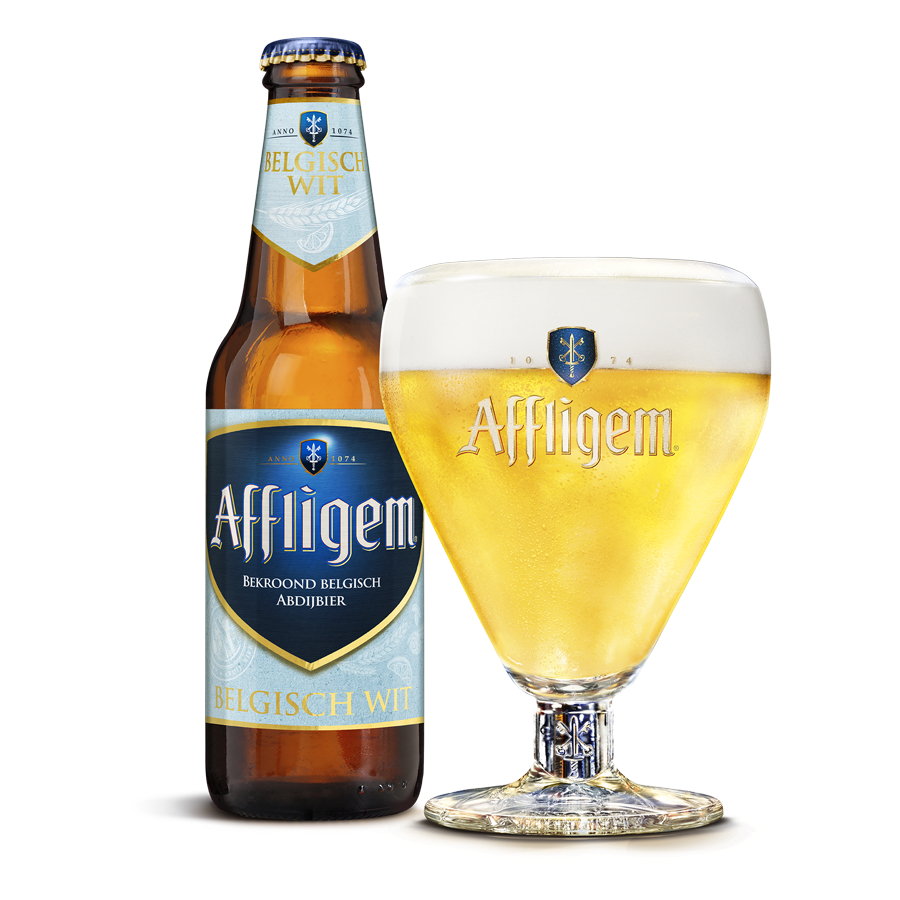 Affligem Belgisch Wit fles en glas
